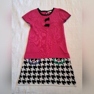 Deux par deux girls size 8 sweater dress houndstooth bottom pink top